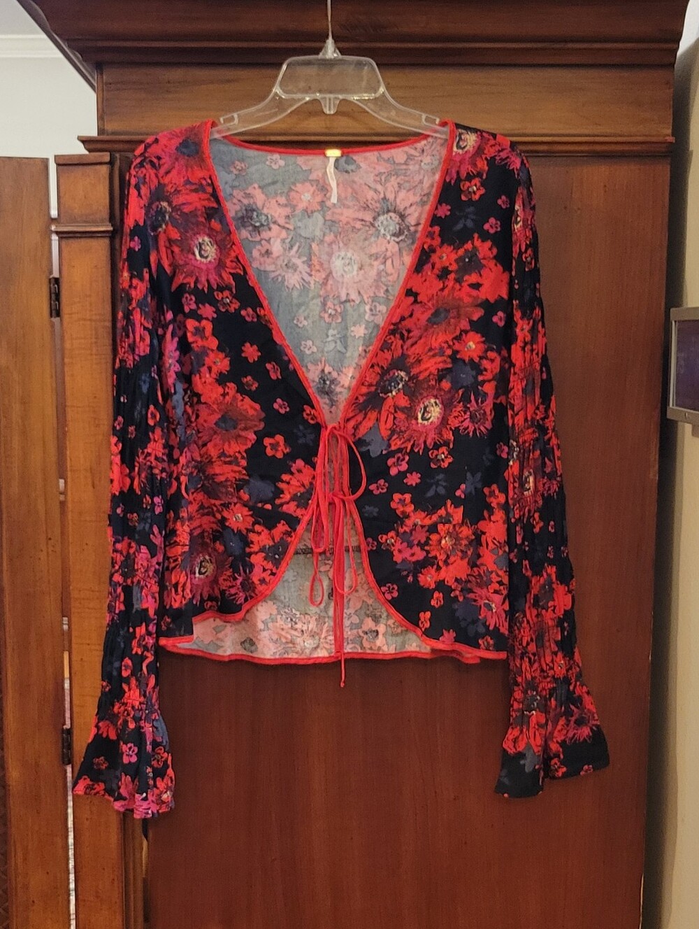 Free People | Venice Floral Tie-Front Blouse in Night Combo Print Boho - Medium